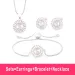 Charm Initial Necklace + Stud Earrings Bracelet Sets Jewelry Copper Zircon White Color A-z 26 Letters Alphabet_ipsvogv.com