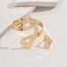 Heart Design Bracelet & Open Ring Set For Women - Gold/Silver Plated Dainty Jewelry, Adjustable Stackable Bracelet_ipsvogv.com