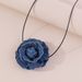 N11261 French style denim blue rose necklace, spicy girl strap, choker collarbone chain_ipsvogv.com