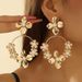 Statement Personality Temperament Long Drop Earrings Pearl Rhinestone Bohemian Exaggerated Flower Ear Jewelry_ipsvogv.com