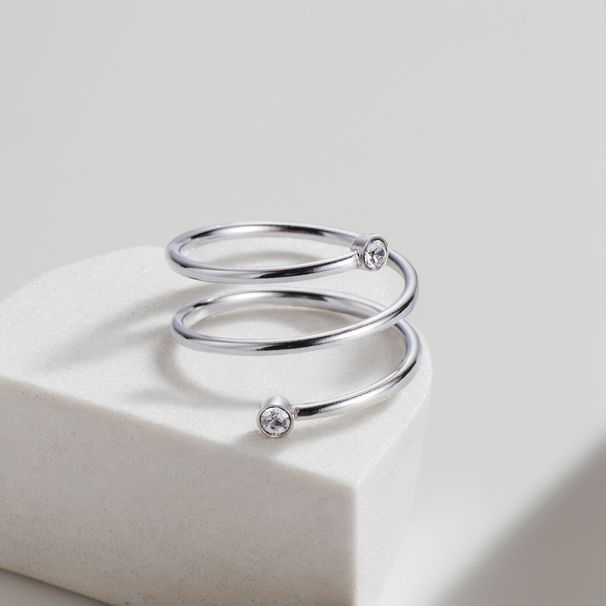 Women's Jewelry Simple Winding Coil Spring Zircon Flash Stainless Steel Gold Plated K Ring Open Ring Batch_ipsvogv.com