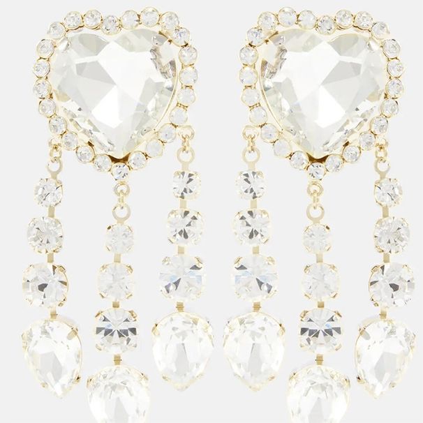 Hot-selling Rhinestone Accessories, Fashionable Versatile Love Fringed Earrings, Water Drop Pendant Earrings Women's Earrings_ipsvogv.com