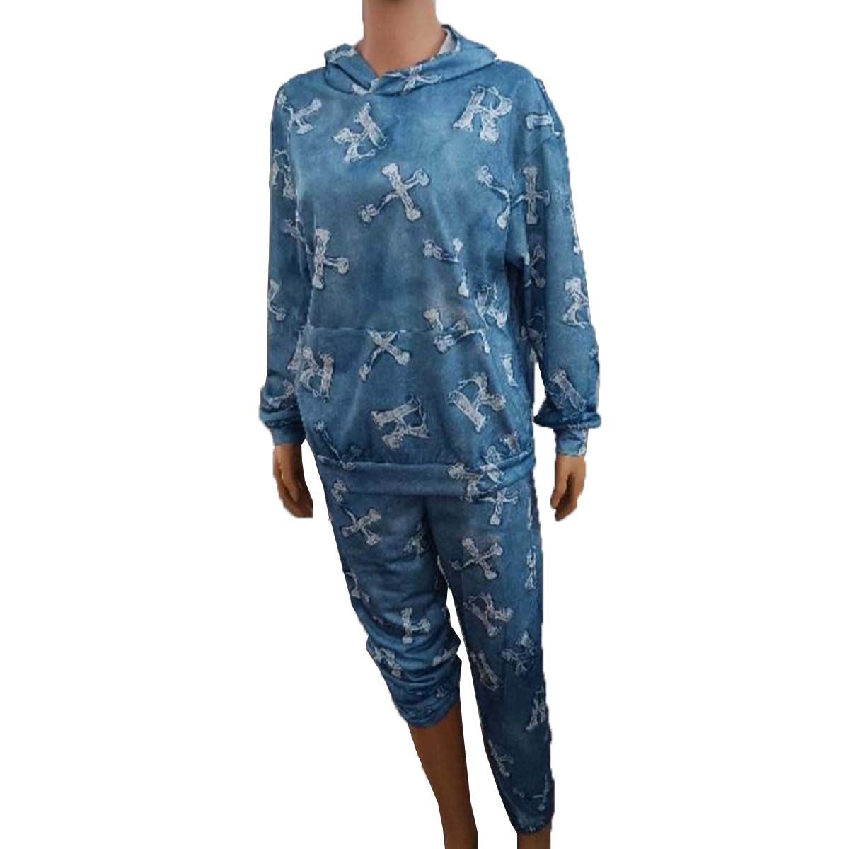 Women's Clothing Women's Printed Pocket Long-sleeved Sweatshirt 2-piece Set Trousers Suit_ipsvogv.com