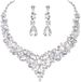Bridal Rhinestone Crystal Necklace Earring Set Women's Prom Dress Accessories_ipsvogv.com