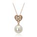 Unisex Fashion Simple Heart shaped Pearl Pendant Necklace Plated Rose Necklace Hot selling Accessories_ipsvogv.com