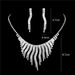 Diamond Tassel Bridal Jewelry Set - Necklace & Earrings (Wedding Dinner Gift For Women, Elegant Water Diamond Design)_ipsvogv.com
