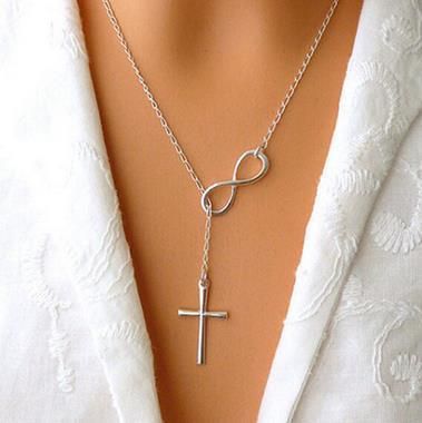 Neck Chain Hot Selling Simple Lucky Number 8-character Cross Short Necklace Jewelry_ipsvogv.com