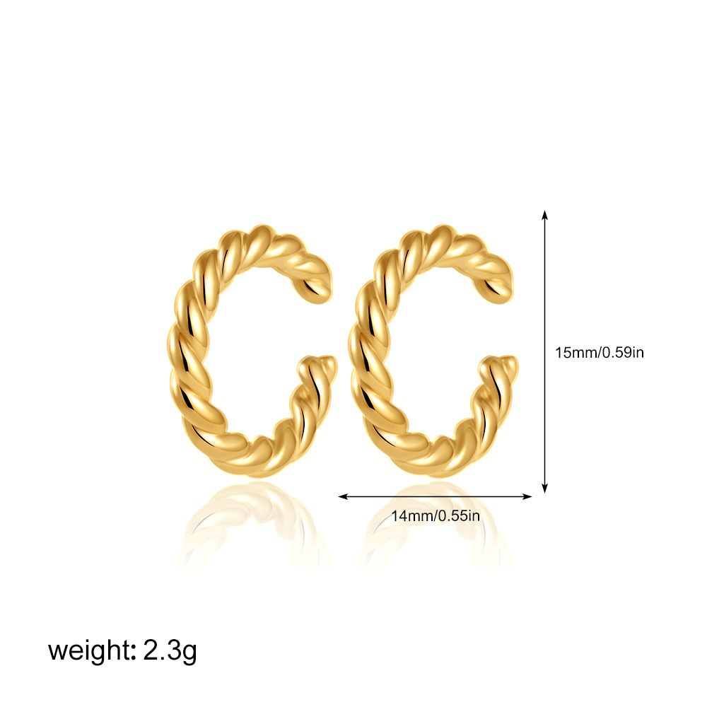 Women’s Jewelry Set Fashion Real Gold Simple Temperament Fashion All Match Ear Clip Copper Earrings Round Ins Temperament Ear Clip_ipsvogv.com