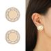 Metal Geometry Point drill combination necklace earrings Female Geometry drill chain round shield metal earrings_ipsvogv.com