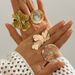 Personalized Ginkgo Leaf Flower Ring With Ins Style, Niche, Striking Texture, Hollowed Out Petal Ring_ipsvogv.com