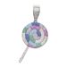 Women's Jewelry Tennis Chain Necklace With Colorful Zirconia Studded Lollipop Pendant, Adjustable Length 41-46cm, Silver & Gold Options_ipsvogv.com