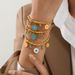 Women’s Jewelry Set Fashion Fashion Flower Round Bracelet Personality Fashion Turquoise Gold Plated Stainless Steel Bracelet_ipsvogv.com