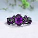 Purple Spear Black Rose Branch Cross Pair Ring Girl_ipsvogv.com