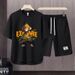 Men's Clothing 2024 Waffle Casual Summer Suit Men's Loose Teen Short sleeved T shirt Shorts Handsome Two piece Suit_ipsvogv.com