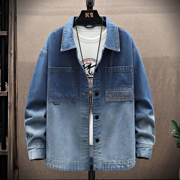 Retro washed spring and autumn new style outerwear, vintage men's denim jacket, loose and trendy versatile shirt top jacket_ipsvogv.com