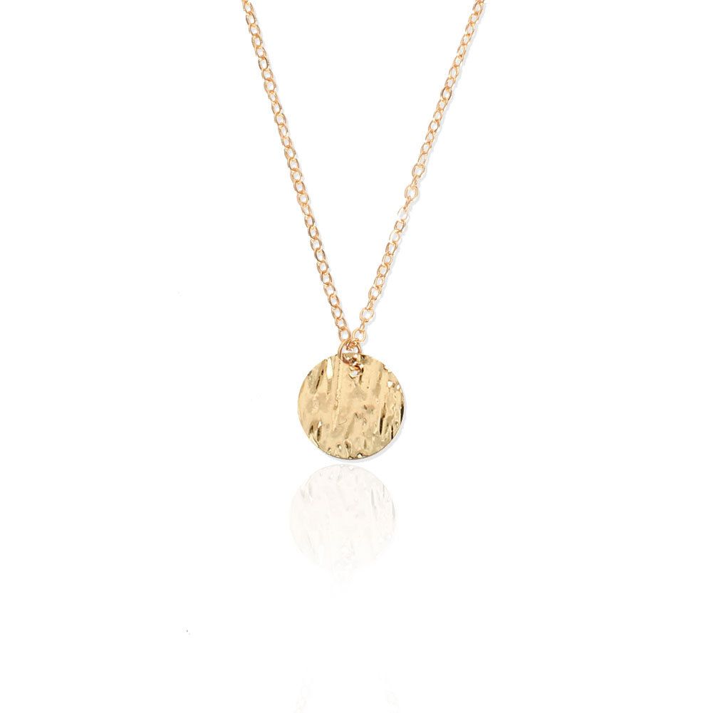 Personalized Gold Disc Coin Pendant Necklace Alloy Multi Layer Clavicle Chain Female G15020_ipsvogv.com