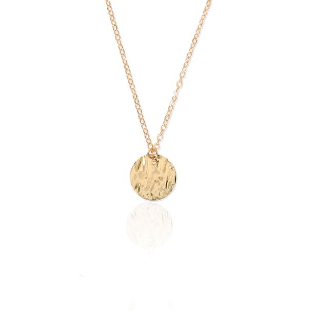 Personalized Gold Disc Coin Pendant Necklace Alloy Multi Layer Clavicle Chain Female G15020_ipsvogv.com