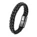 Fashion jewelry, minimalist style, double titanium steel chain, genuine bracelet, trendy punk woven leather rope_ipsvogv.com