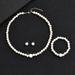 Pearl Jewelry Women Necklace Earrings Bracelet Three-Piece Set Gift For Mom Beautiful Wedding Photo Accessories_ipsvogv.com