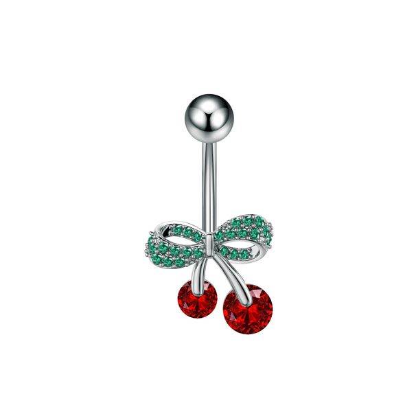 Women's Jewelry Cherry Pearl Moon Arrow Through The Heart Zircon Belly Button Ring Stainless Steel Zircon Belly Button Nail_ipsvogv.com