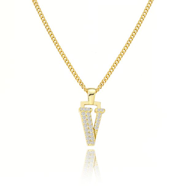 Men And Women's Jewelry Simple And High End Diamond Letter Pendant Diamond Letter Necklace Fashion High End Pendant_ipsvogv.com