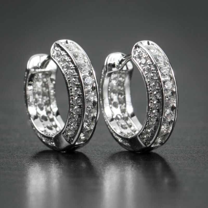 Cao Shi Couple's Full Of Zircon Gold Men's Ear Buckles, Korean Version Unisex Earrings Are Hot Selling_ipsvogv.com