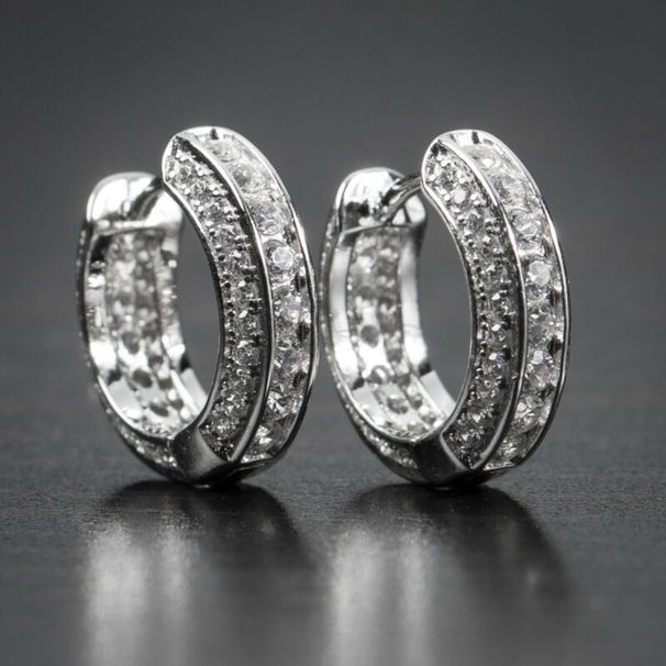 Cao Shi Couple's Full Of Zircon Gold Men's Ear Buckles, Korean Version Unisex Earrings Are Hot Selling_ipsvogv.com
