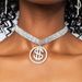 Exaggerated Diamond-encrusted Dollar Necklace Women Sexy Coin Multi-row Pendant Necklace choker_ipsvogv.com