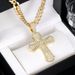 Hip Hop Cross New Creative Versatile Alloy Full Diamond Unisex Cuban Chain Necklace_ipsvogv.com