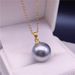 Large Round Natural Powder Pendant, Necklace, Women's Jewelry Gift, Chain, Gold Holder, White Pearl Silver Holder_ipsvogv.com