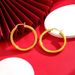 Smooth Plain Ring With Hollow Round Ear Buckles For Women, Simple And Elegant Earrings Made Of Copper Alloy, Fashionable_ipsvogv.com