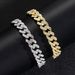 Unisex Hip Hop Alloy Bracelet 12mm Single Row Diamond Full Diamond Men's Flip Buckle Hip Hop Cuban Chain Bracelet_ipsvogv.com