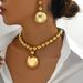 Women’s Jewelry Set Fashion Women's Jewelry Set Personalized Metal Round Bead Necklace Niche High End Pendant Earrings_ipsvogv.com