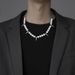 Hip hop men and women high end sense of matching accessories reflective pearl titanium steel necklace men's trendy clavicle chain_ipsvogv.com