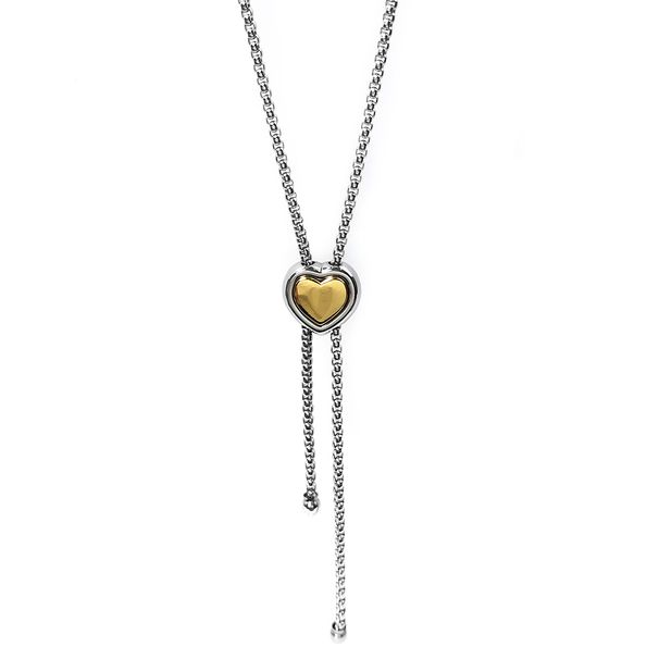Stainless Steel Spring Snap Heart Shaped Versatile Electroplating Women's Tassel Necklace_ipsvogv.com