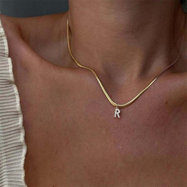Hot Sales 2024 New Classic Letter Pendant Fashion Width 2mm Stainless Steel Snake Chain Necklace For Women Jewelry Gift_ipsvogv.com