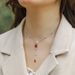 Simulated rose cultivation ruby long necklace S925 silver inlaid colored gemstone necklace fashionable light luxury_ipsvogv.com