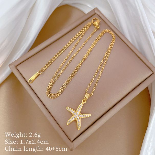 Sea 【 】 Star Light Luxury Charm Gorgeous Full Diamond Necklace Women's Versatile Clavicle Titanium Steel Chain 【 】_ipsvogv.com