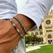 Men's Beaded Bracelet Set Map Stone Black Gallstone Cross Bracelet Elastic Three Piece Bracelet_ipsvogv.com