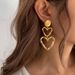 Minimalist Pleated Patchwork Heart Pendant Metal Geometric Cool Style Creative Casual Earrings For Women_ipsvogv.com