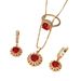 Women's Jewelry Set K Gold Plated Temperament Copper Inlaid Ruby Zircon Necklace Ring Earrings Jewelry Set_ipsvogv.com