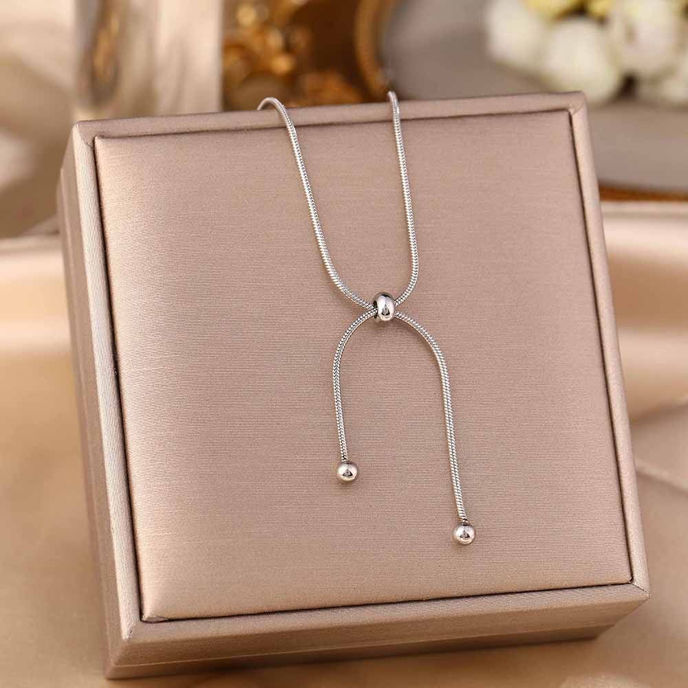 Japanese Korean Niche Design With Adjustable Titanium Steel Necklace For Women's Fashion Versatility, Simple And Cool_ipsvogv.com