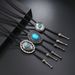 New Trendy Turquoise Edge Alloy Oil-Drip PU Bolo Collar For Men Simple Long Necklace_ipsvogv.com