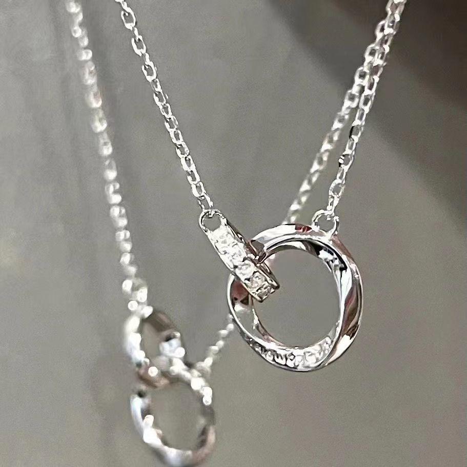 New Mobius double ring necklace female light luxury high end niche girlfriend girlfriend gift Valentine's Day clavicle necklace female_ipsvogv.com