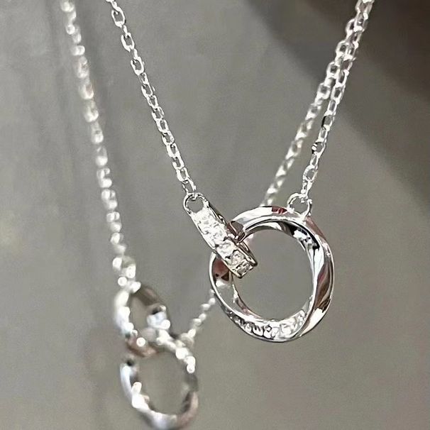 New Mobius double ring necklace female light luxury high end niche girlfriend girlfriend gift Valentine's Day clavicle necklace female_ipsvogv.com