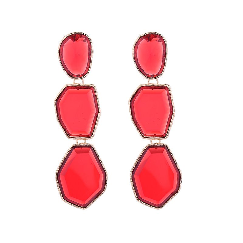 Fashionable And Trendy New Alloy Transparent Resin Earrings, Women's Long Style, Multi-layer Irregular Geometric Ear_ipsvogv.com