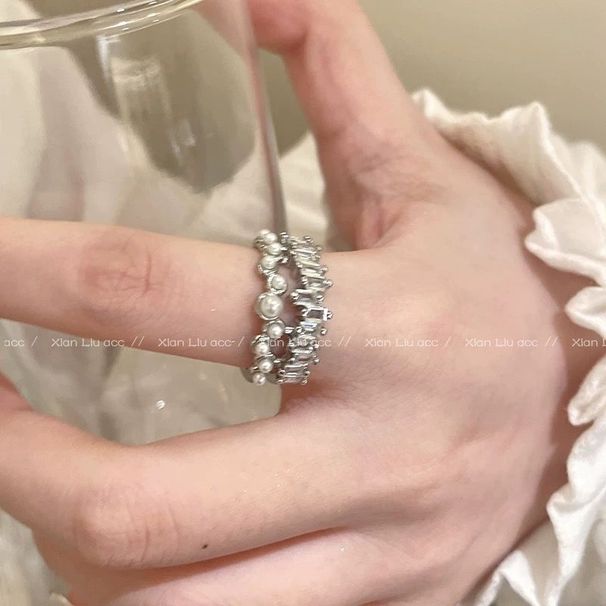 Simple Exquisite Pearl Zircon Double-layer Open For Women, With A Niche High-end Feel. Index Finger Ring, Temperament,_ipsvogv.com