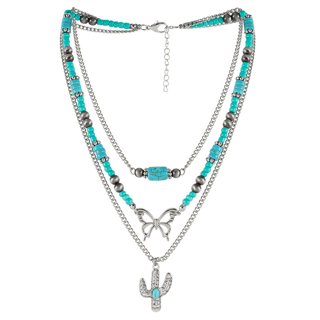 Jewelry turquoise necklace Bohemian style multi-layer layered collarbone chain NK24180_ipsvogv.com