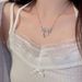 Pure Silver Water Droplet Bow Necklace Women, Gentle And Fairy Like, High-end, Light Luxury Collarbone Chain, Gift For_ipsvogv.com