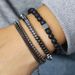 Fashion Personality Volcanic Stone Black Gallstone Elastic Multi-layer Stacking Men's Hip-hop Chain Bracelet Set_ipsvogv.com